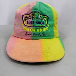 Ron‎ Jon Surf Shop Hat Unisex Neon Tie Dye Snapback Vintage Cocoa Beach Florida